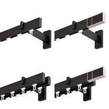 Gardinenstange Innenlauf 34/12mm 1-läufig /2-läufig Schwarz-Matt Aluminium (138)