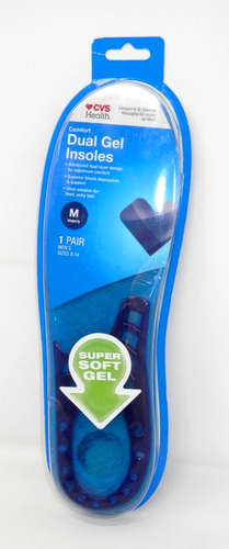 CVS Dual Gel Comfort Insoles • Men's Size 8/14 Arch Support Shock Absorption NEW