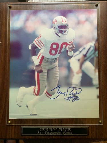 Jerry Rice signed 8x10 Plaque photo w COA