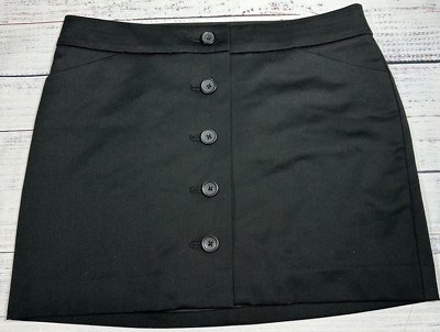 Express Editor Design Studio Short Button Front Skirt Women Sz 4 Black Lined New