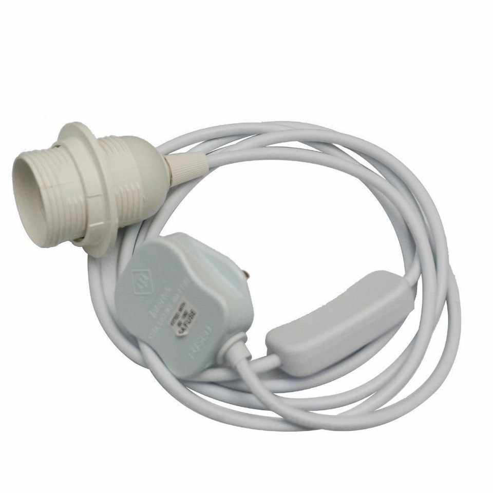 Rubber Cable Plug in Pendant Light On/Off Switch E27/E14 Holder Lamp ...