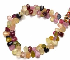 Natural Gem Multicolor Sapphire Facet Pear Shape Briolettes 142Cts. 7.5" Strand