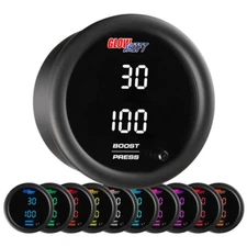 GlowShift 52mm 10 Color LED Digital Dual Boost/Vacuum & Pressure Gauge GS-TCD-BP