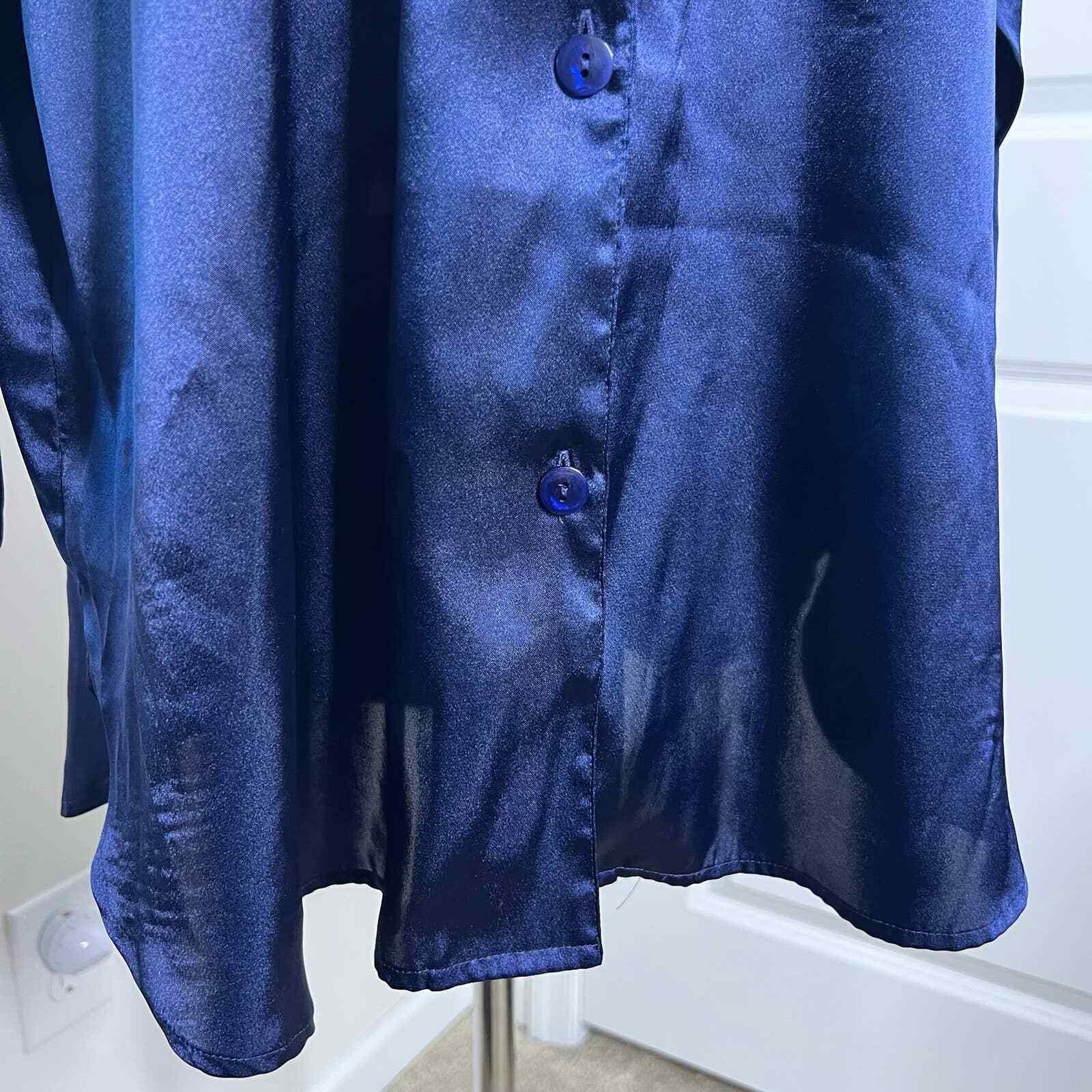 Victoria's Secret Large Night Gown Shirt Navy Blue Bu… Gem