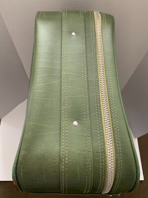 Vintage Samsonite Avocado Green Leather Suitcase 1960s/70s 24