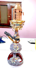 Egyptian Brass Mother of Pearl Inlay Round Hand Made Belly Dance Shisha Shamadan