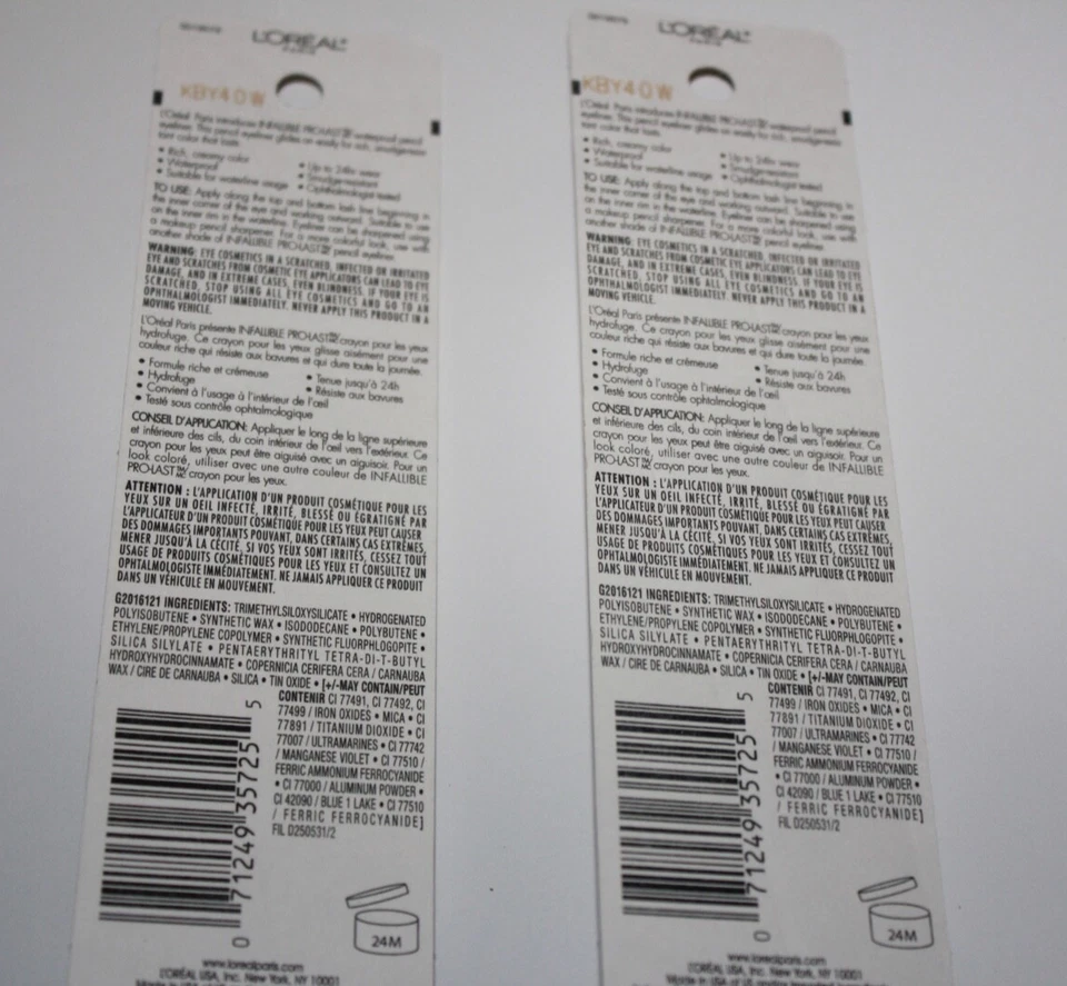 L'Oreal Paris Infallible Pro-Last Eyeliner Pencil #940 Brown Lot Of 2 In Box - Image 2 of 2