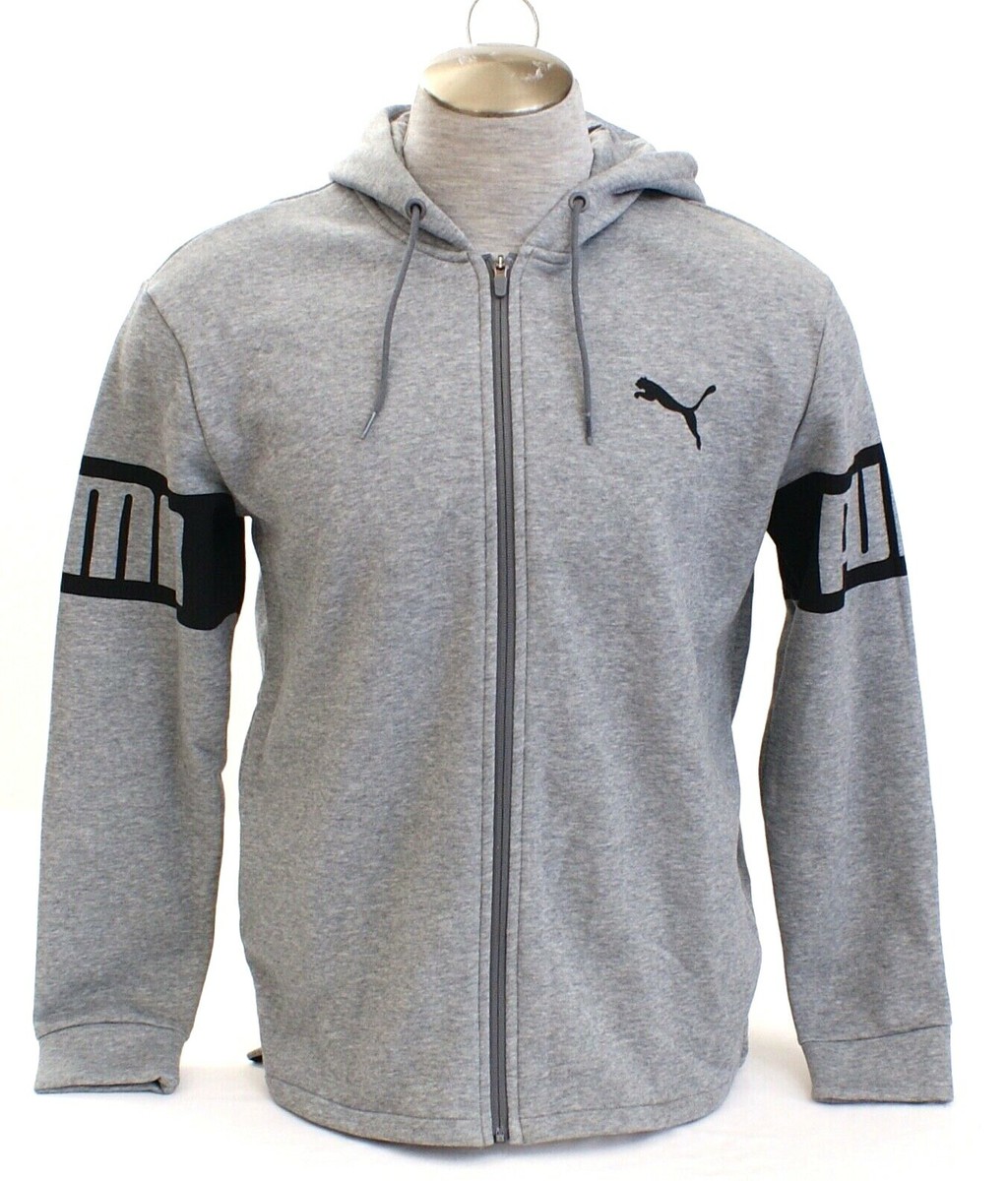 Puma Gray Signature Zip Front Hoodie Hooded Jacket Sweatshirt Men's NWT |  eBay