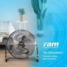 RAM Floor Fan Chrome Metal Air Circulator Movement Hydroponics-9", 12"