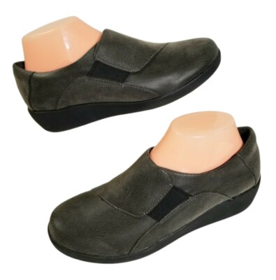 Easy Spirit e360 Shoes Womens 7.5 Kelt Brown Casual Comfort Wedge Slip On 