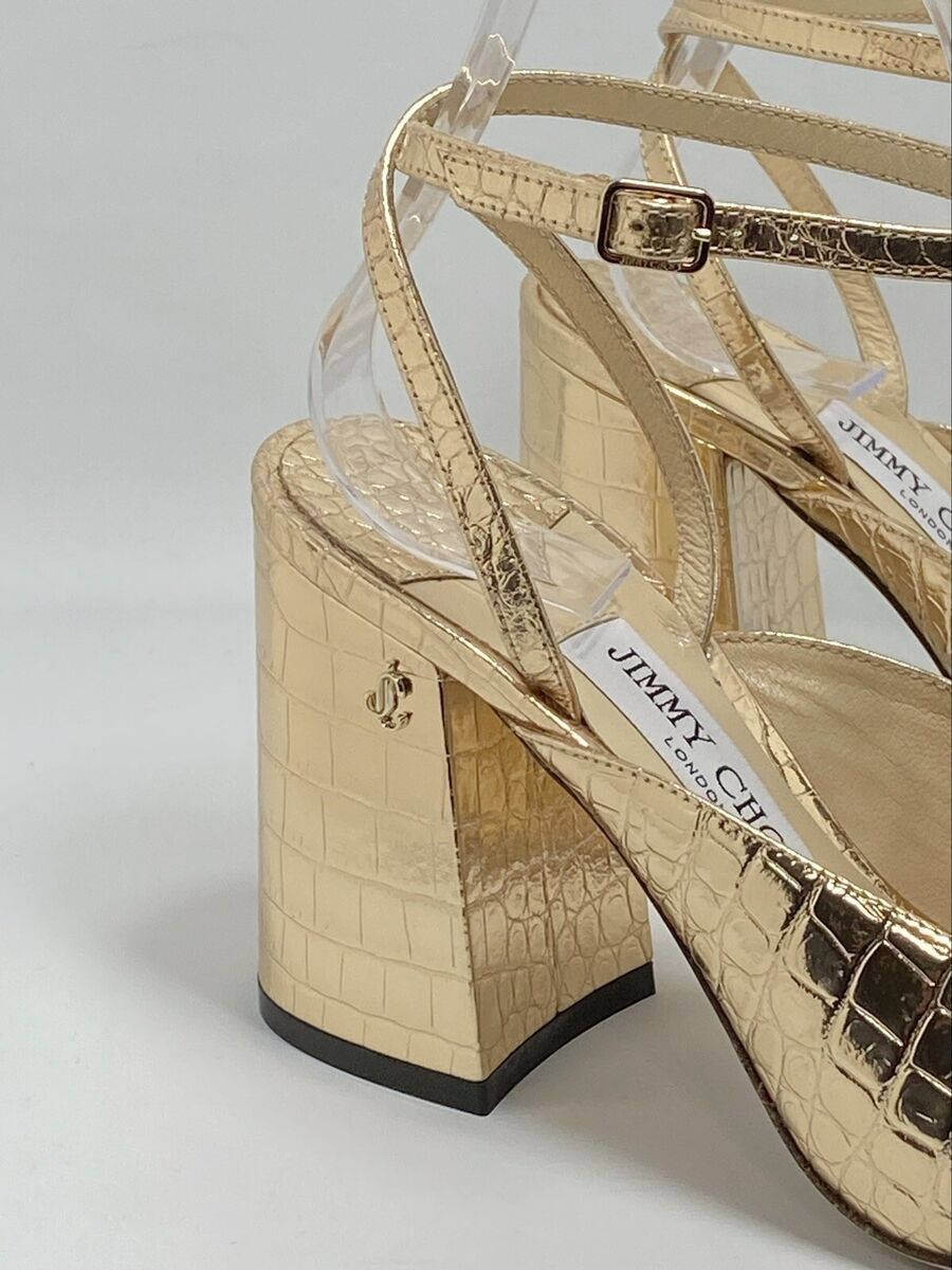 Jimmy Choo Jassidy Croc-Embossed Metallic Leather Sandals Jimmy Choo Jassidy Croc-Embossed Metallic Leather Sandals