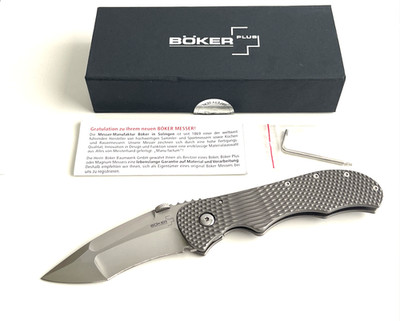 Boker Plus 01BO145 Sal Manaro Folding Knife 440C Titanium Handle Serialized