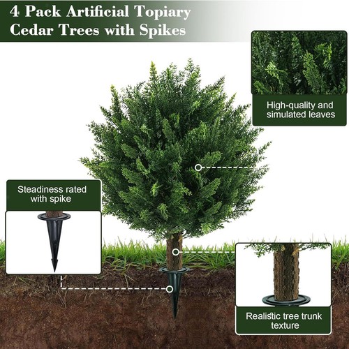 Artificial Topiary Boxwood Tree with Spike Artificial Plant for Patio - Picture 6 of 7