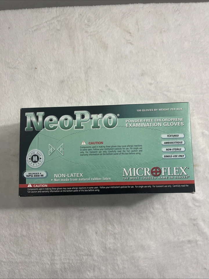 Guante de examen de policloropreno NeoPro longitud estándar del puño MEDIANO 100 por caja Foto 2 de 4