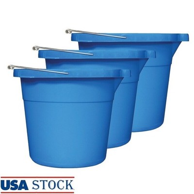 Multipurpose Plastic Buckets 12 Qt Heavy Duty Storage Cleaning Gardening 3 Pack