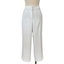 St. John Diana Cropped Pants Off-White Size 8 Stretch Minimalist Slacks READ 