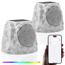 2-Pack Rock Speakers Outdoor Water-Resistant IP44 Solar-Powered Rock Speaker ...