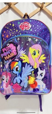 My Little Pony- Full Size- 16in Backpack 2014 NWT Fun Pony Hair Senior Backpack