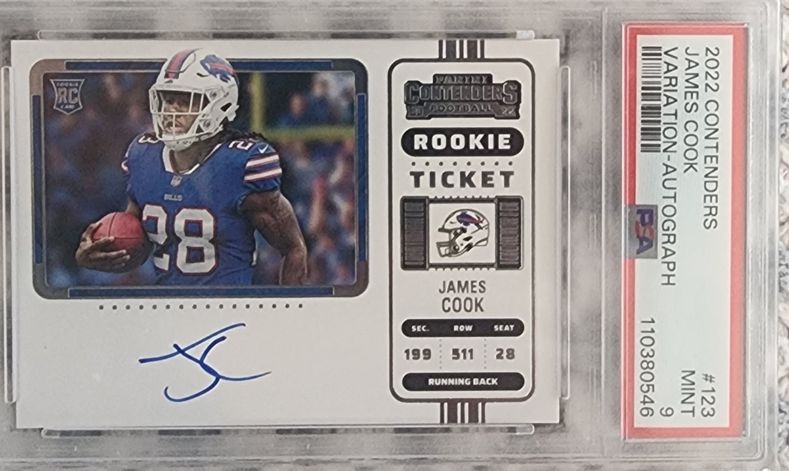 2022 Contenders James Cook Rookie Ticket Auto Variation PSA 9 | Bills RC 🔥