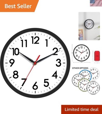 Wall Clock Modern Silent 8 Inch Battery Operated Indoor Outdoor Black