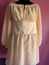 Guess Off Shoulder Corset Mini Dress Blush Pink Textured Long Sleeve NWT Large