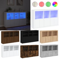 Sideboard mit LED-Leuchten 162x37x100 cm Vitrinenschrank Schrank Bücherschrank