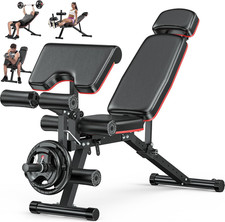XDDIAS Workout Bench, Adjustable Weight Bench with Leg Extension and Leg Curl, E