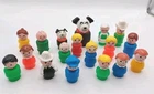 Vintage Fisher Price Little People Lot Of 18 Figures Dog Grandma Cowboy Bx92