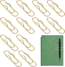 Gold Metal Pen Clips for Notebooks - 12 Pack Multi-Function Stationery Tools