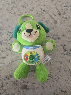 LEAP FROG Sing & Snuggle Scout Dog Plush Green Stroller Toy Talks Music Teaches