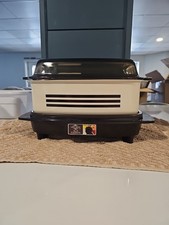 Vtg West Bend Slow Cooker Griddle 4 QT Glass Lid Brown Stripes