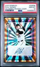 2025 Panini Donruss Signature Series Auto Paul Skenes Orange Laser /25 PSA 10
