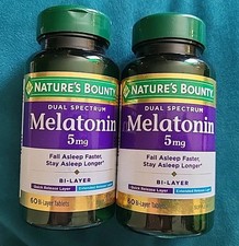 2 Nature's Bounty Dual Spectrum Melatonin 5mg 60 Tabs Each -EXP: 7/27  8/27