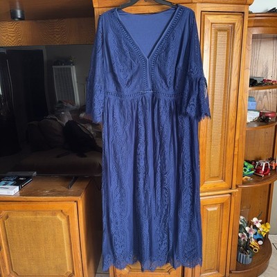 Destination 365 Crochet Dress  Large Royal Blue
