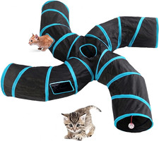Cat Tunnel,4 Way Large Collapsible Tunnels Tube Upgrade with 5 Peek Hole,S-Shape