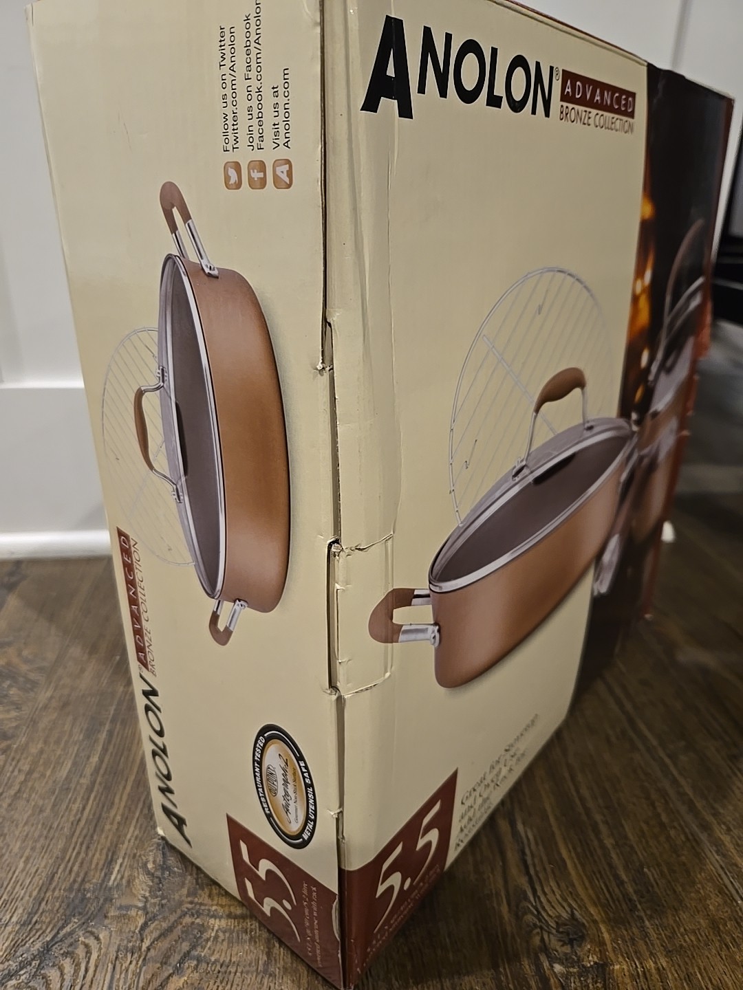 【NEW】ANOLON ADVANCED BRONZE 5.5-QUART COVERED BRAISER WITH ROUND RACK