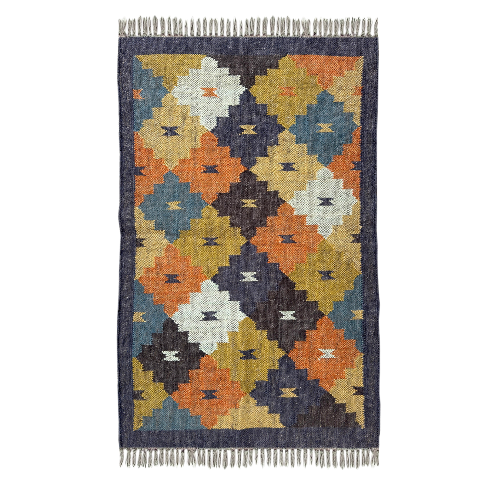 Handmade Indian Wool Jute Entryway Rug 2.5x4 ft Flatwoven for Bedside Kitchen Balcony