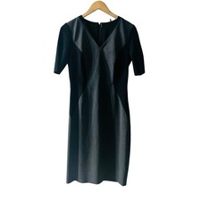 Elie Tahari Colorblock V Neck Sheath Dress Size 4 Gray Black