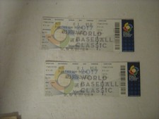 2017 WORLD BASEBALL CLASSIC COMPLETE TICKET SATURDAY MARCH 18, 2017 USA WINS
