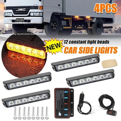 4Stk 6LED Auto Frontblitzer Warnleuchte Blitzlicht LKW Strobe Licht GELB 12V DHL