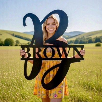Custom Metal Monogram Sign, Personalized Family Name Metal Sign