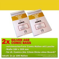 200X Comic Concept Silver Age Comic Bags HüLlen M. Lasche 184 X 269 Mm