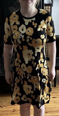 Kenzo Strickkleid Schwarz/Gelb Größe 38