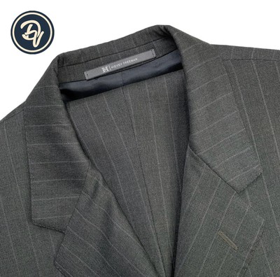 Bespoke 42 R Hickey Freeman X Loro Piana Tasmanian 120's Mid Grey Pinstripe Suit