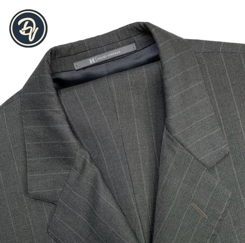 Bespoke 42 R Hickey Freeman X Loro Piana Tasmanian 120's Mid Grey Pinstripe Suit