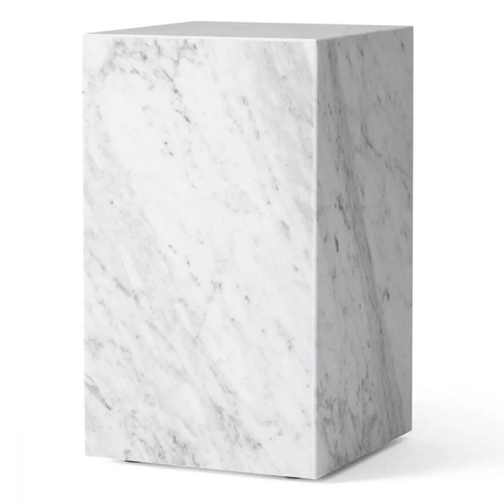 Audo Copenhagen Plinth Tall Side Table White Carrara Marble