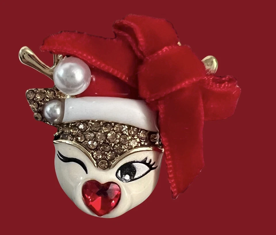 Anillo Betsey Johnson Ajustable Guiño Reno Elástico Cristal de Navidad Foto 3 de 4