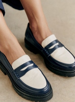 Sézane Albane Loafers US Size 8/EU Size 39. Brand New. Multi Navy.