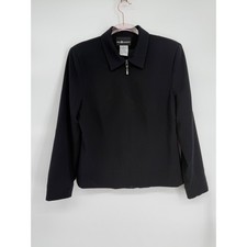 Sag Harbor Zipper Collar Jacket Blazer Womens Professional Business Sz 10 Black