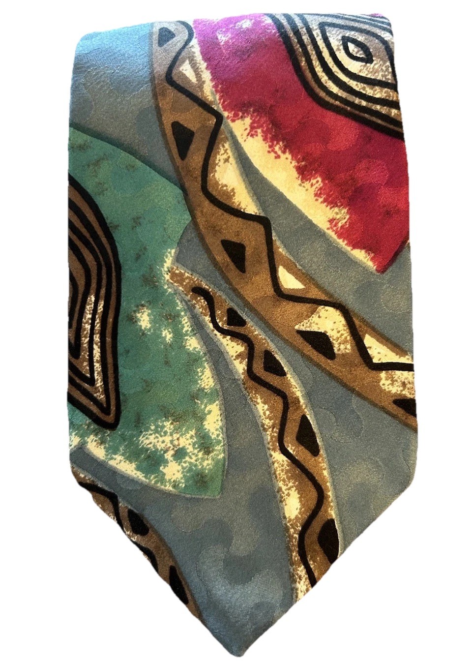 Vtg Christian Dior Art Deco 100% Silk Men 3.75” Tie Blue Italian Fabric Made USA